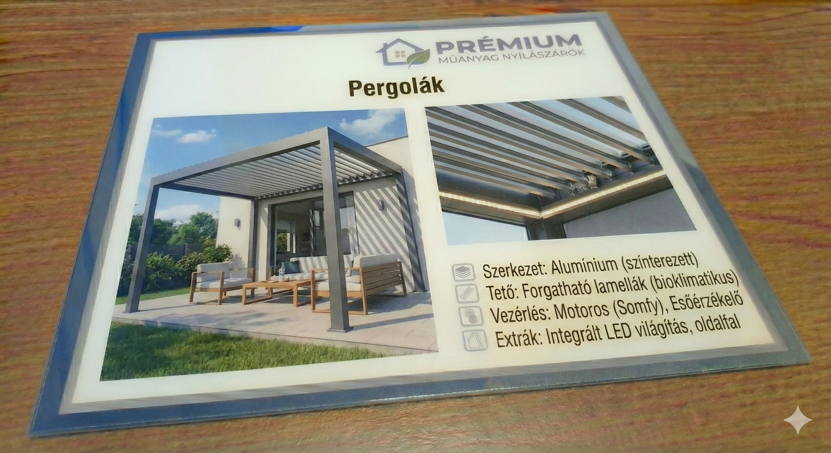 Alumínium lamellás kerti pergola árnyékoló